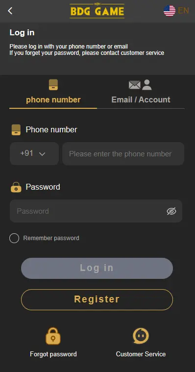 BDG Game Login